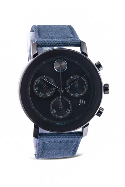 Movado Bold Evolution Chronograph Canvas Mens Watch In Blue