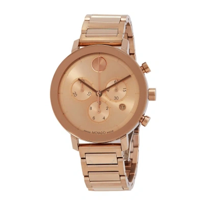 Movado Bold Evolution Chronograph Carnation Gold Dial Ladies Watch 3600789 In Gold / Rose / Rose Gold