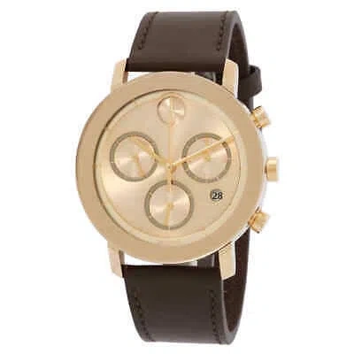 Pre-owned Movado Bold Evolution Chronograph Quartz Gold Dial Men's Watch 3600757