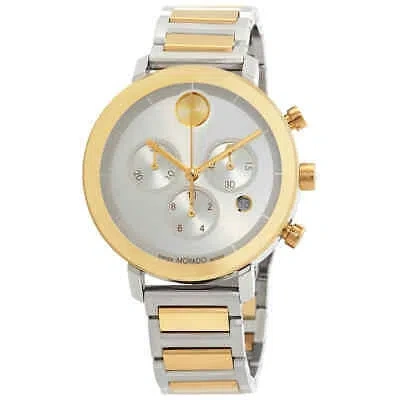 Pre-owned Movado Bold Evolution Chronograph Quartz Silver Dial Two-tone Ladies Watch
