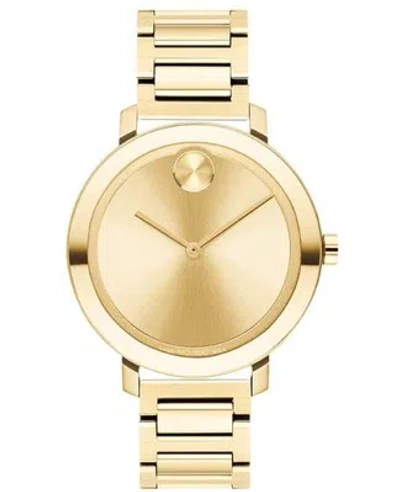 Pre-owned Movado Bold Evolution Gold Dial Gold Steel Women's Watch 3600822
