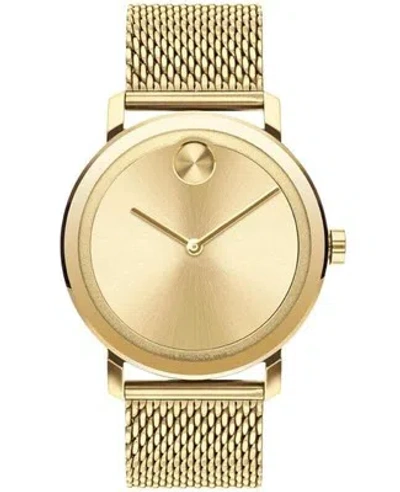 Pre-owned Movado Bold Evolution Light Gold Dial Gold Plated Steel Men's Watch 3600791