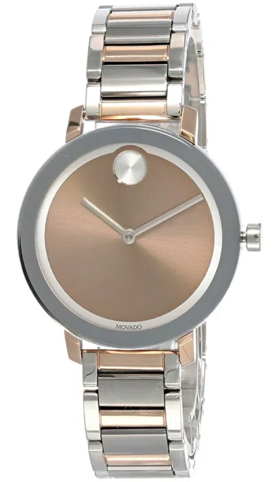Pre-owned Movado Bold Evolution Pale Rose Gold Dial Ss Bracelet Women's Watch 3600703