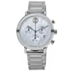 Movado Bold Evolution Quartz Chronograph Light Blue Dial Steel Women's Watch In Blue