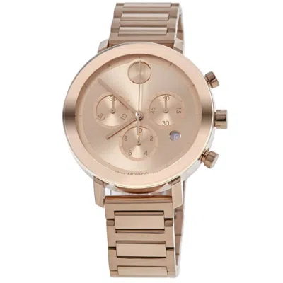 Movado Bold Evolution Quartz Chronograph Rose Dial Pvd Steel Unisex Watch 3600886 In Gold