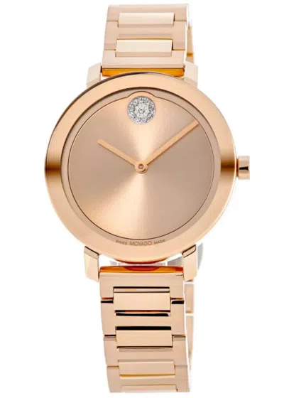 Pre-owned Movado Bold Evolution Quartz Rose Gold Dial Ladies Watch 3600824