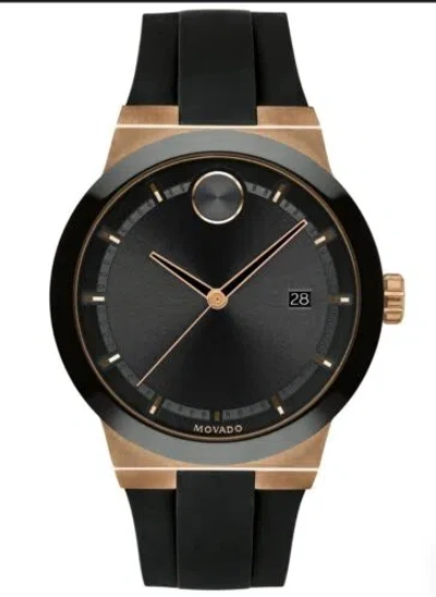 Pre-owned Movado Bold Fusion Bronze Ion-plated And Black Silicone Strap Watch 42mm 3600851