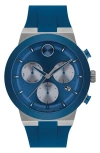 Movado Men's Bold Fusion Swiss Quartz Chrono Blue Silicone Watch 44.50mm In Blue