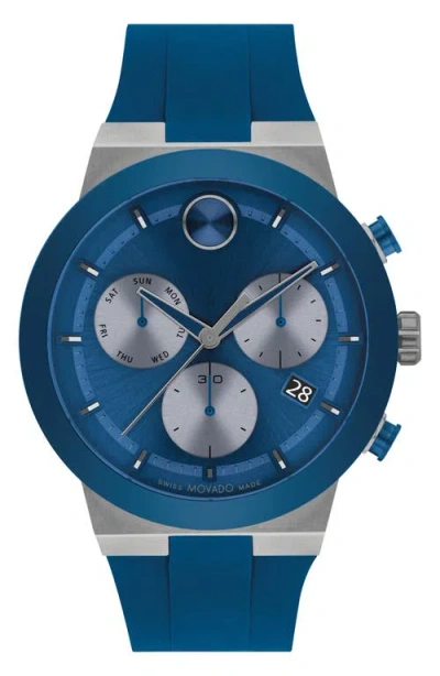 MOVADO MOVADO BOLD FUSION CHRONOGRAPH SILICONE STRAP WATCH, 44.5MM