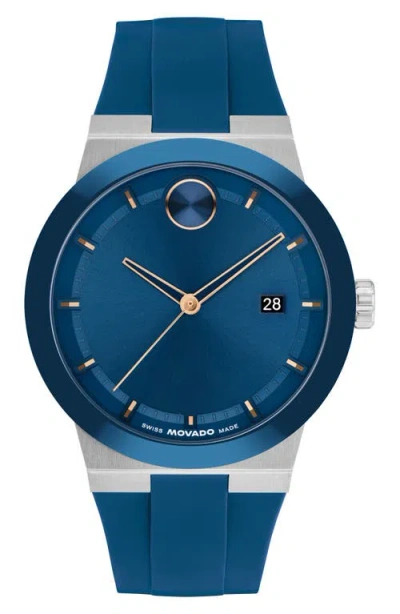 Movado Bold Fusion Silicone Strap Watch, 42mm In Blue