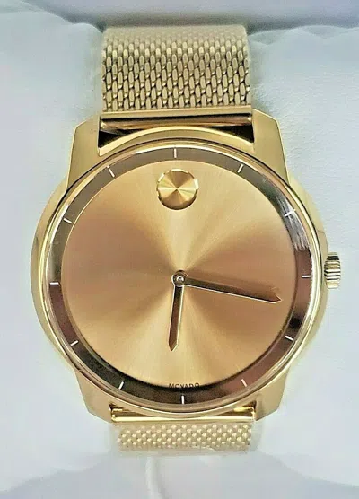 Pre-owned Movado Bold Gold Dial Gold-tone Mesh Men's Watch (3600373)