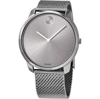 Pre-owned Movado Bold Gray Dial Gray Stainless Steel Mesh Bracelet Men's Watch