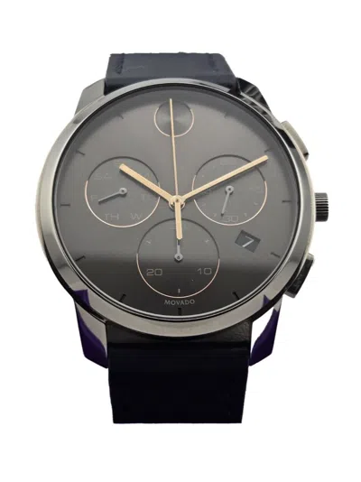 Pre-owned Movado Bold Grey Dial Leather Band Men's Watch - 3600720