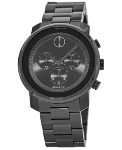 Pre-owned Movado Bold Grey-ion Plated Chronograph Men's Watch 3600277