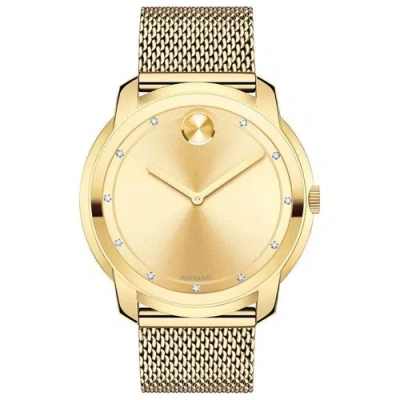 Pre-owned Movado Bold Large Diamond And Gold Plated Mesh Watch 3600460
