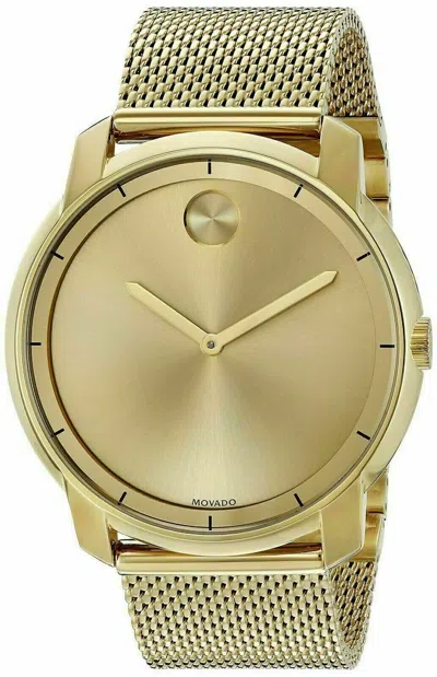 Pre-owned Movado Bold Large Gold Tone Mesh Bracelet 44mm Watch 3600373