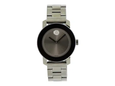 Pre-owned Movado Bold Medium Gray Ion Unisex 3600103 Watch In Stainless Steel In Silver