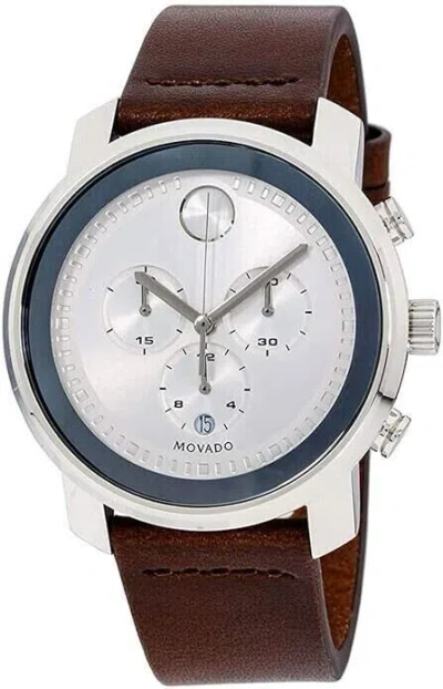 Pre-owned Movado Bold Men's 44mm Chronograph Leather Strap Watch 3600465