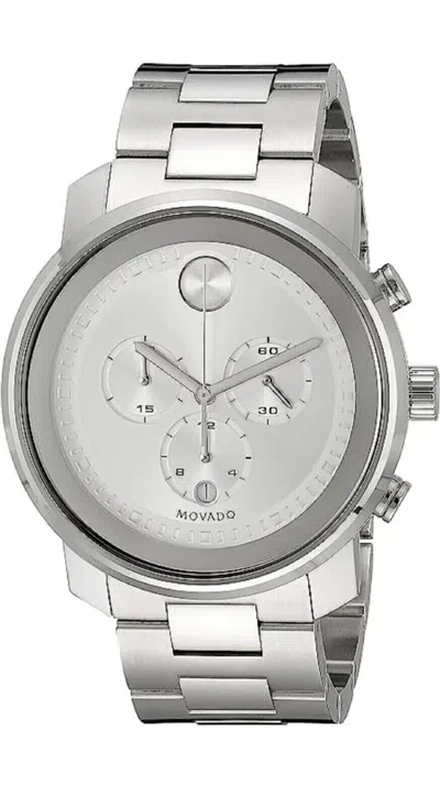 Pre-owned Movado Bold Men's Stainless Steel 44 Mm Chronograph Swiss Watch 3600276