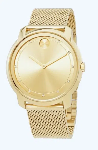 Pre-owned Movado Bold Men's Yellow Gold 44mm Diamond Markers Slim Watch 3600460
