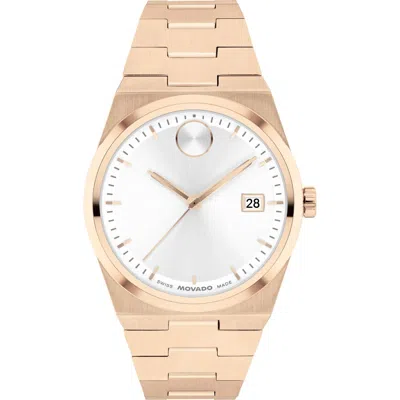 Movado Bold Quest Bracelet Watch, 35mm In White/rose Gold