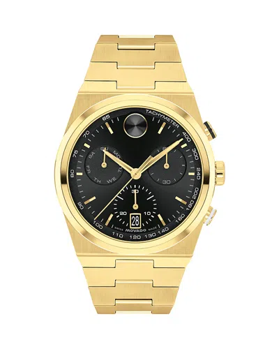 Movado Men's Bold Quest Swiss Quartz Chrono Ionic Plated Light Gold Steel Watch 42mm In Gold-tone