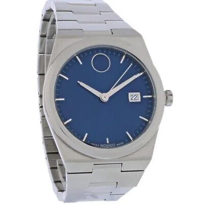 Pre-owned Movado Bold Quest Series Mens Stainless Steel Blue Dial Quartz Watch 3601221