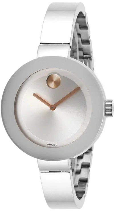 Pre-owned Movado Bold Silver Dial Stainless Steel Ladies Watch 3600194