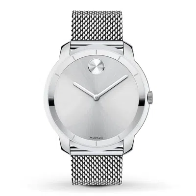 Pre-owned Movado Bold Silver Dial Stainless Steel Mesh Band Men's Watch 3600260