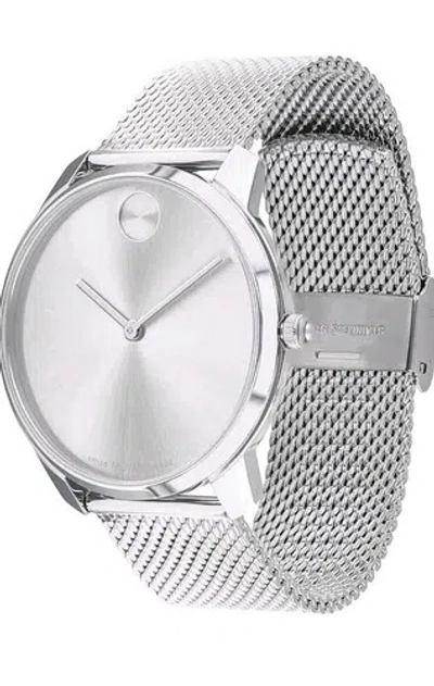 Pre-owned Movado Bold Silver Dial Stainless Steel Mesh Quartz Watch 3600832 Swiss Unisex