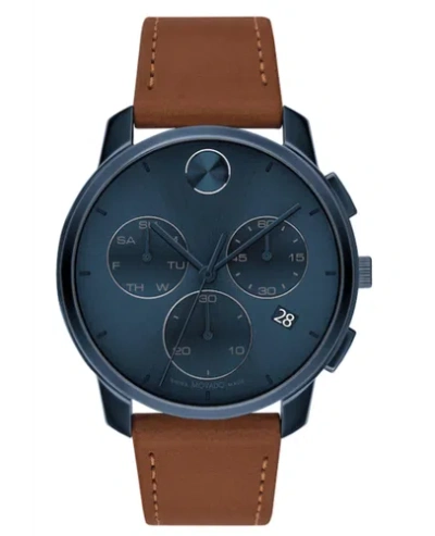 Pre-owned Movado Bold Thin Chronograph Blue Dial Men's Watch 3600834
