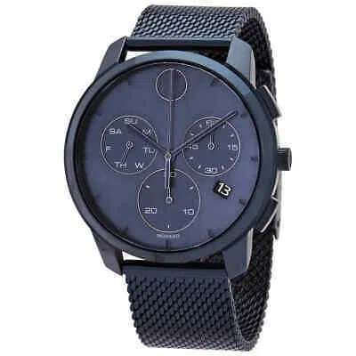 Pre-owned Movado Bold Thin Chronograph Quartz Blue Dial Men's Watch 3600633