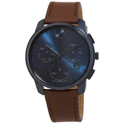 Pre-owned Movado Bold Thin Chronograph Quartz Blue Dial Men's Watch 3600834