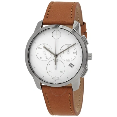Movado Bold Thin Chronograph Quartz White Dial Men's Watch 3600631 In Brown / White