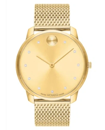 Pre-owned Movado Bold Thin Evolution Quartz Champagne Dial Gold Men's Watch 3600903