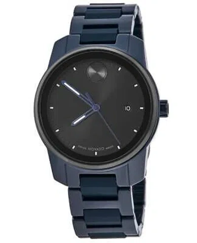 Pre-owned Movado Bold Verso Quartz Black Dial Blue Ceramic And Men's Watch 3600864