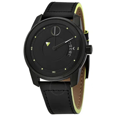 Pre-owned Movado Bold Verso Black Dial Leather Strap Men's Swiss Watch 3600696