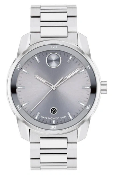 Movado Men's Swiss Bold Verso Stainless Steel Bracelet Watch 42mm In Silver-tone