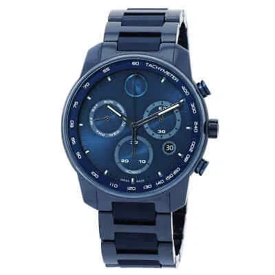 Pre-owned Movado Bold Verso Chronograph Quartz Blue Dial Men's Watch 3601117