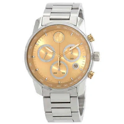 Pre-owned Movado Bold Verso Chronograph Quartz Gold Dial Men's Watch 3600907