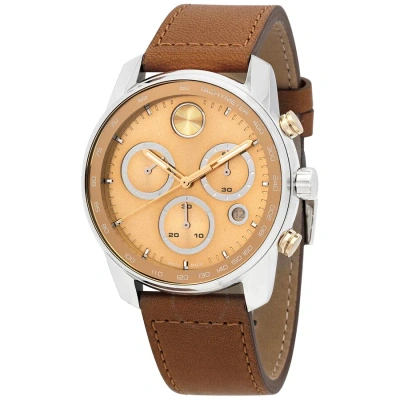 Movado Bold Verso Chronograph Quartz Gold Dial Men's Watch 3600908 In Camel / Gold / Gold Tone