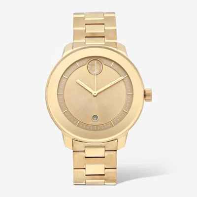 Movado Bold Verso Stainless Steel Yellow Gold Toned Quartz Unisex Watch In Multi