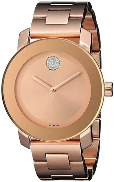 Pre-owned Movado Bold Women's Stainless Steel Rose Gold Analog Round Watch 3600086