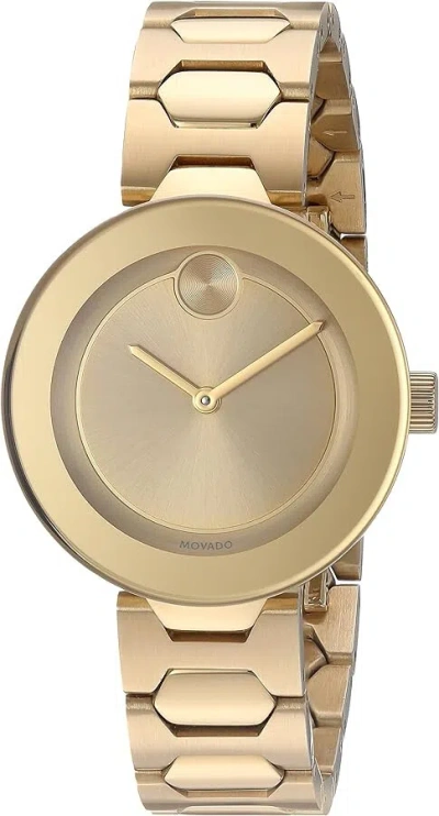 Pre-owned Movado Bold Yellow Gold Tone Bracelet 32mm Trend Watch 3600382