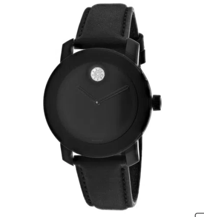 Pre-owned Movado Brand  Bold Black Dial Crystal Dot Ladies Watch 3600483