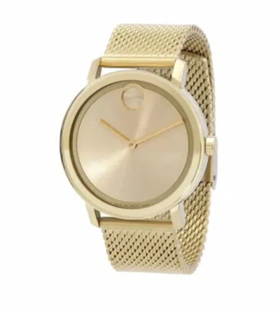 Pre-owned Movado Brand  Bold Evolution Men's Gold Dial Gold Mesh Band Watch 3600791