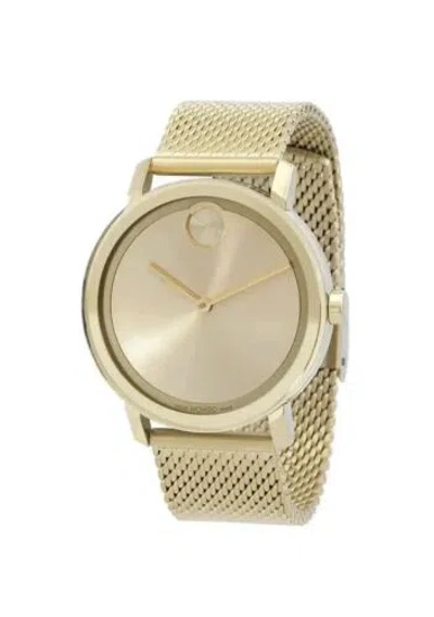 Pre-owned Movado Brand  Bold Evolution Men's Gold Dial Gold Mesh Band Watch 3600791