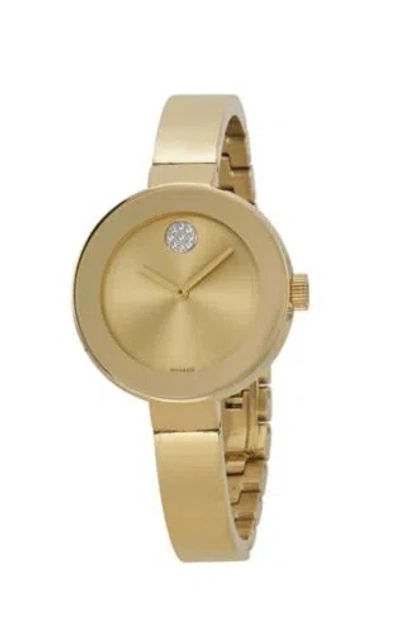 Pre-owned Movado Brand  Bold Gold Tone Stainless Steel Bangle Ladies Watch 3600201