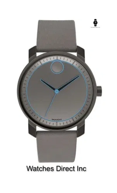 Pre-owned Movado Brand  Bold Men's 40mm Gray Leather Strap Watch 3600490
