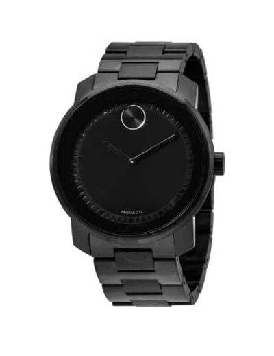 Pre-owned Movado Brand  Bold Men's Black Dial Stainless Steel Bracelet Watch 3600467